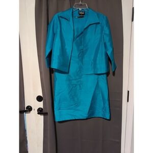 Finity Teal Blue Jacket & Dress, Women's Size‎ 8, Two Piece Outfit, Matching Set